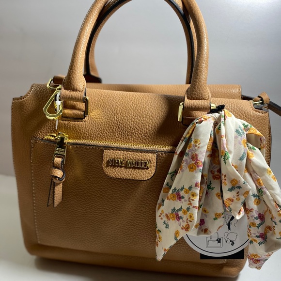 STEVE MADDEN CAMEL SATCHEL WITH SCARF - Picture 6 of 8